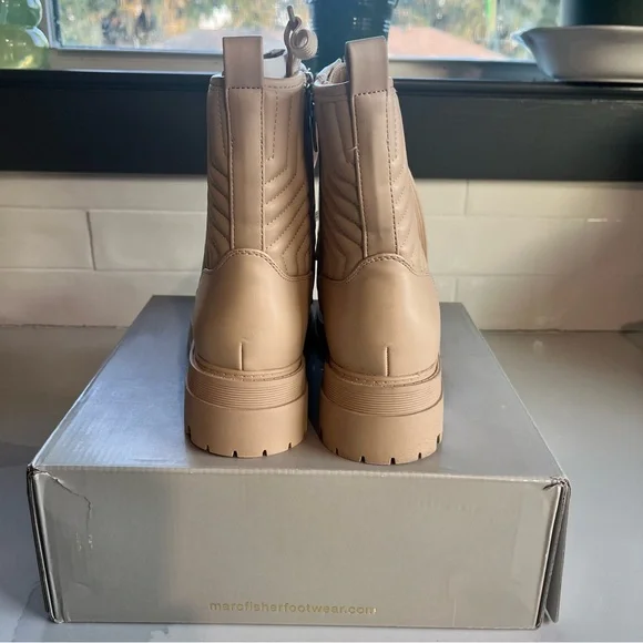 Marc Fisher Pierce Quilted Faux Leather Pierce Light Natural Combat Boot Sz 10 - Picture 10 of 14